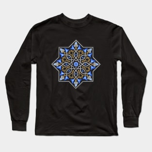 Islamic biomorph black and powder blue design Long Sleeve T-Shirt